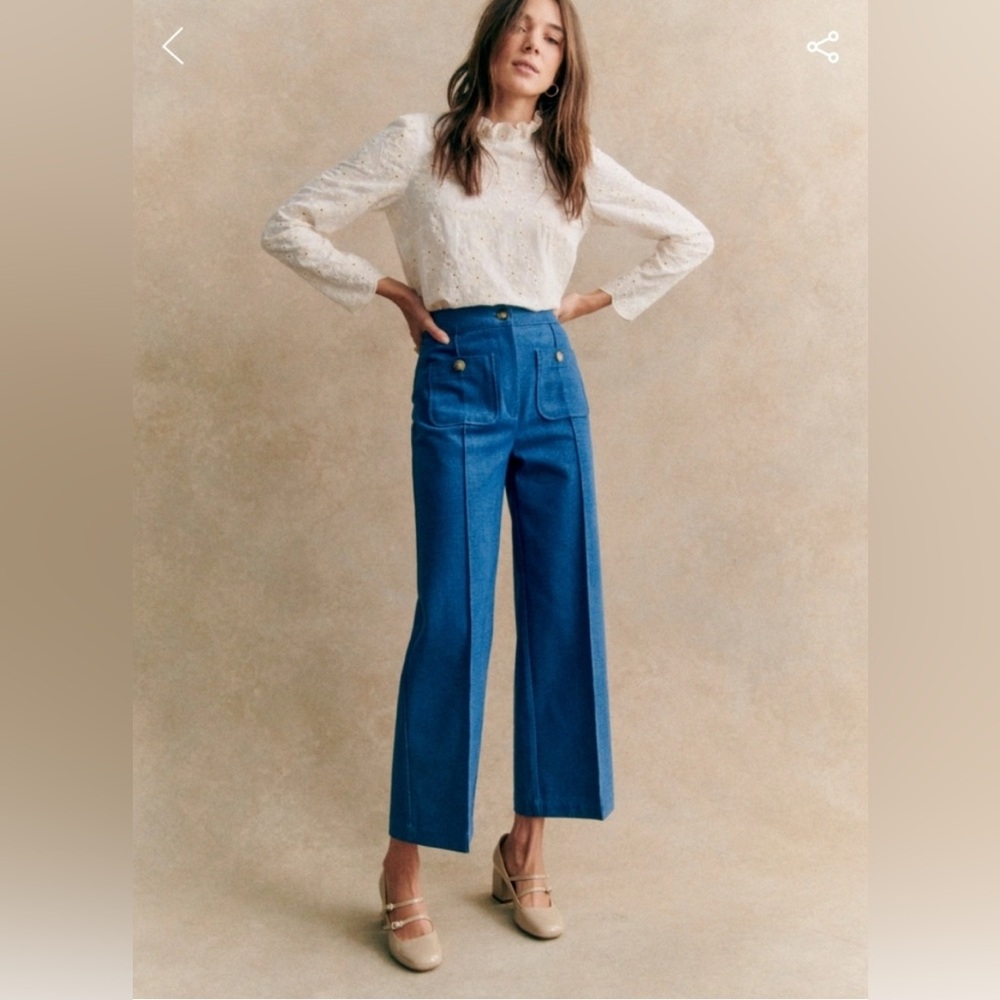 Sezane Emilio Trousers Denim Blue - Size 12